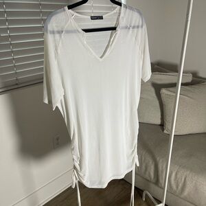 SHEIN White V-Neck Swim Coverup